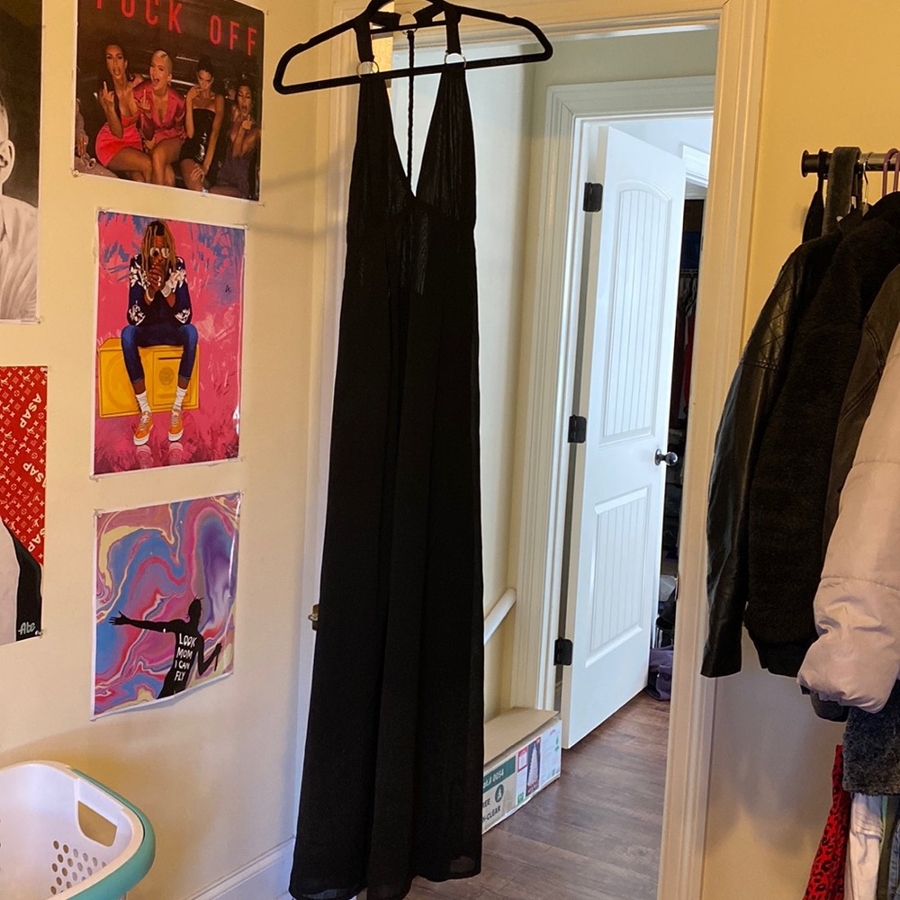 Beautiful open back black maxi dress